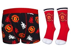 Manchester United FC Official Football Gift Set Boys Socks & Boxer Shorts